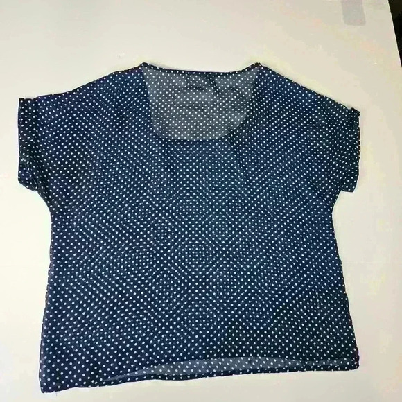 Copper Key Navy/White Polka Dot Sheer Top Size Large - Picture 6 of 7
